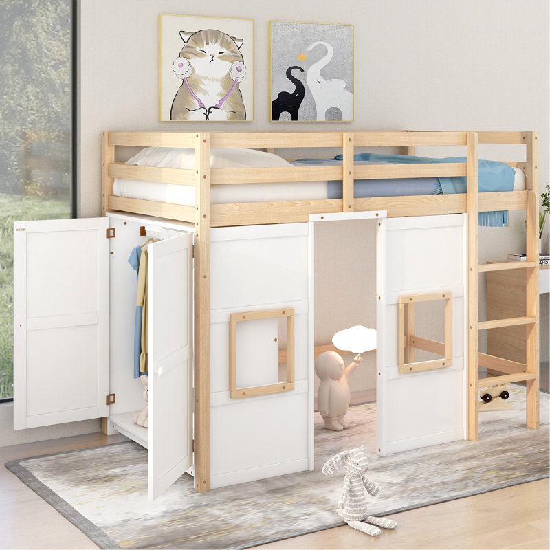 Lit mezzanine avec rangement intégré 58,5 po, Blanc