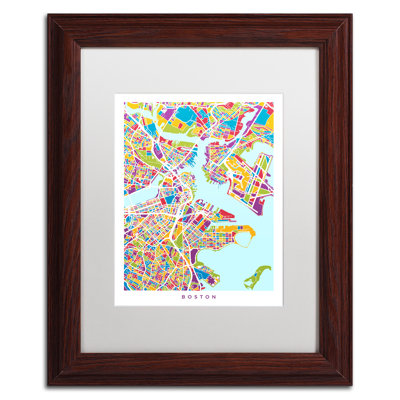 « boston ma street map 3 », impression encadrée
