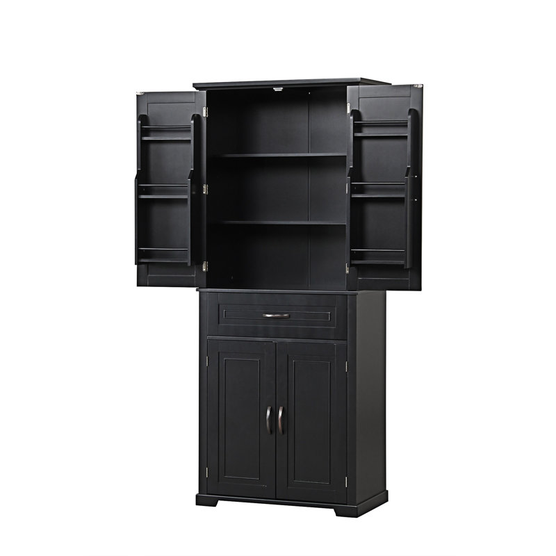 Armoire de rangement de salle de bain avec plusieurs espaces de rangement, Noir