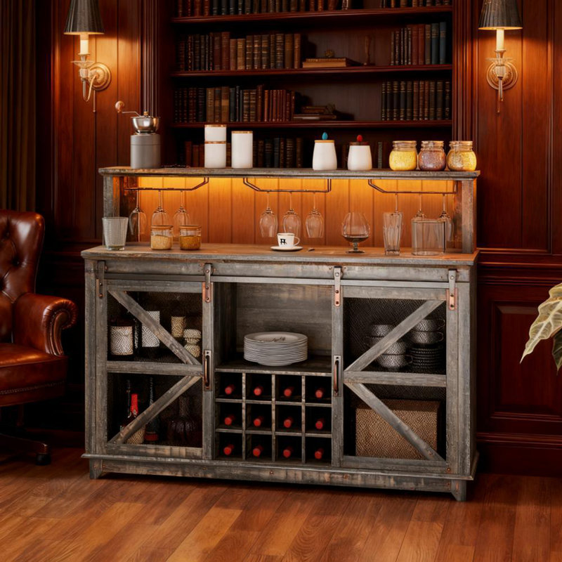 Armoire à vin Farmhouse, armoire à café