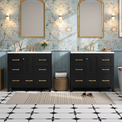 Ensemble de meuble-lavabo 72 po avec lavabo en résine (séparé), armoire de rangement en bois massif, ensemble de meuble-lavabo autoportant avec tiroirs et portes à fermeture douce