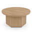 Table basse ronde cannelée 31,5 po, base sculpturale moderne en bois pour salon, facile à assembler, naturel-678656867