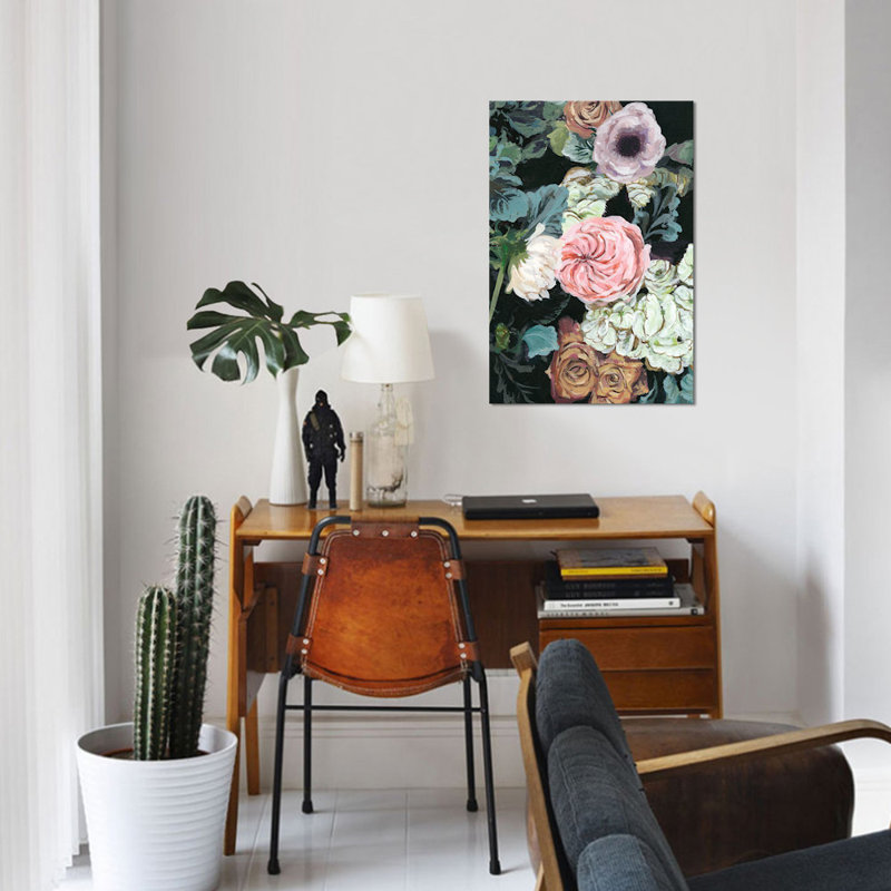 «Noir Arrangement II», reproduction d'aquarelle sur toile tendue, H 26 po x l 18 po x P 1,5 po, Toile tendue, Pas de tapis