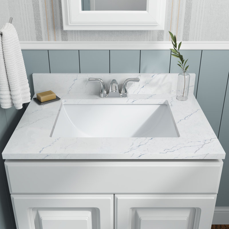 Lavabo de salle de bain rectangulaire encastré en porcelaine blanche 20 po x 15 po