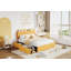 Structure de lit double avec tête de lit avec rangement, structure de lit pour enfants avec 2 tiroirs, lit plateforme tapissier avec bibliothèque Boucle, aucun sommier requis, assemblage facile, jaune-1235146133-1235146134