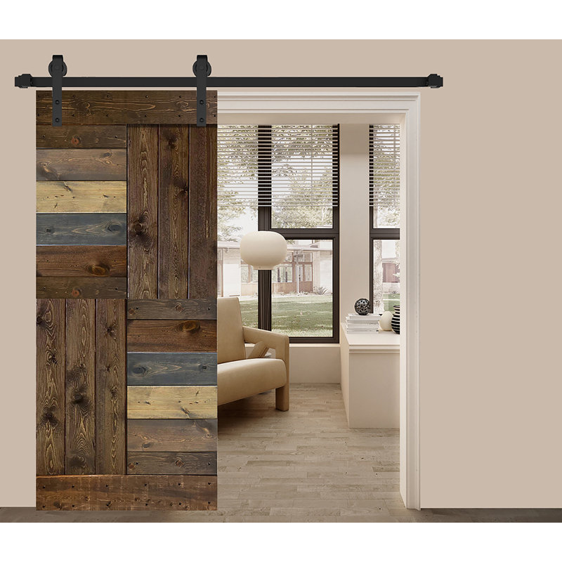 Porte de grange coulissante de style S brevetée sans quincaillerie d'installation (dalle de porte seulement) - Assemblage requis