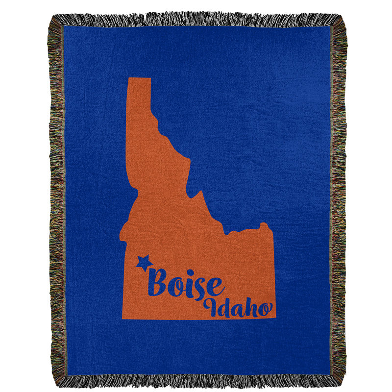 Jeté en coton tissé boise idaho, l 50 po x L 60 po, Bleu / Orange