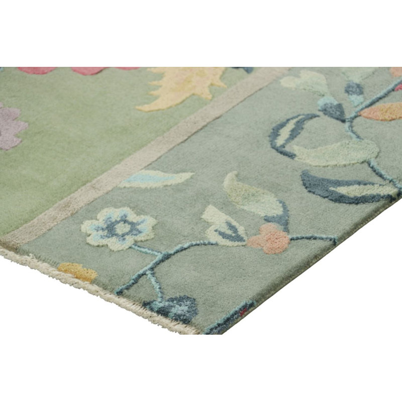 Art Deco Hand Knotted Wool Floral Area Rug, Rectangle 9' x 12'