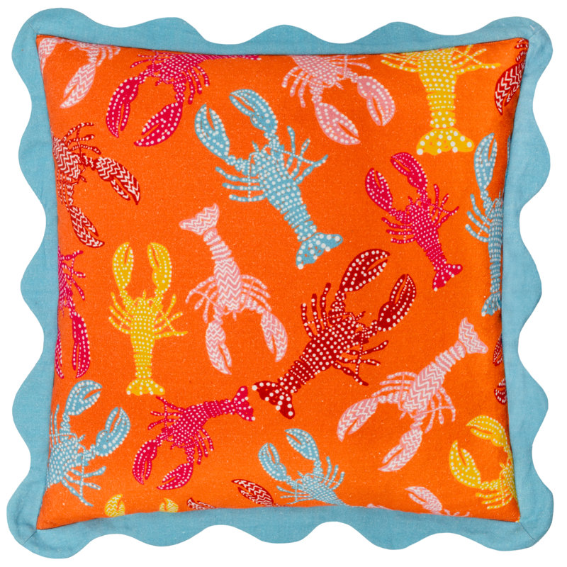 Crustaceans Abstract Square Cushion, Orange