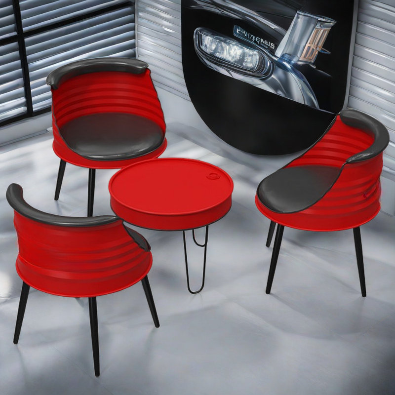 Ensemble de salle à manger 23,3 po Maigon, Ensemble repas 4 pièces, Rouge, Rouge