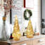 Décorations de Noël pour l'intérieur, 2 décorations de table d'arbre de Noël en verre scintillant avec lumières DEL, décorations d'arbre de Noël avec minuterie pour la maison