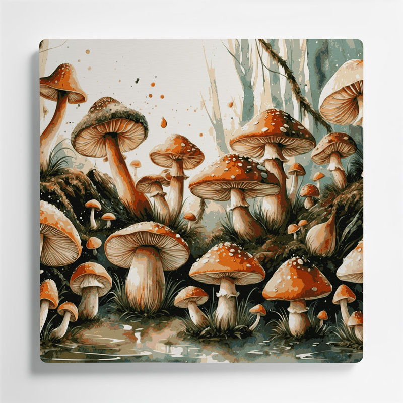 Art mural d'Halloween, champignons et champignons, H 8 po x l 8 po