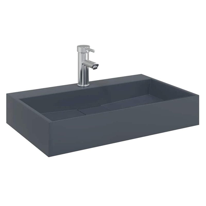 Wash Basin Mineral Cast/Marble Cast, Anthracite, 11cm H  x 60cm W  x 60cm D