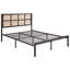 Grand lit plateforme en métal, bronze foncé et tête de lit en fausse canne enchanteur-173451036-173451037