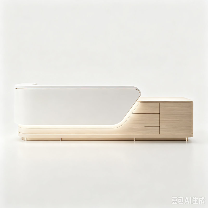 Bureau d'accueil incurvé moderne avec rangement