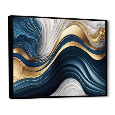 «Abstract Geode Waves Blue I» - Impressions sur toile abstraites