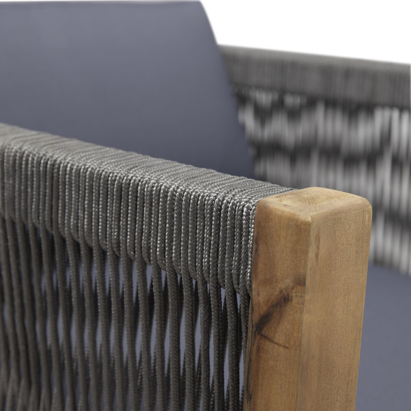 Table basse en bois avec tressage de corde ductile, résistant à l'eau - Distinctions intelligentes