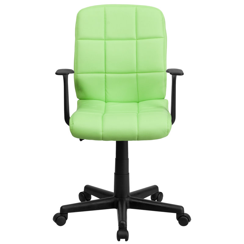 Chaise de bureau pivotante en vinyle Bonavant, Vert, Avec accoudoirs