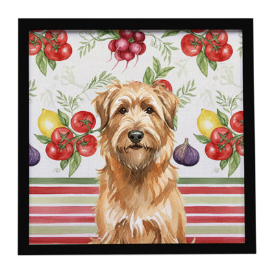 Tawny Briard Vegetables Framed Metal Print