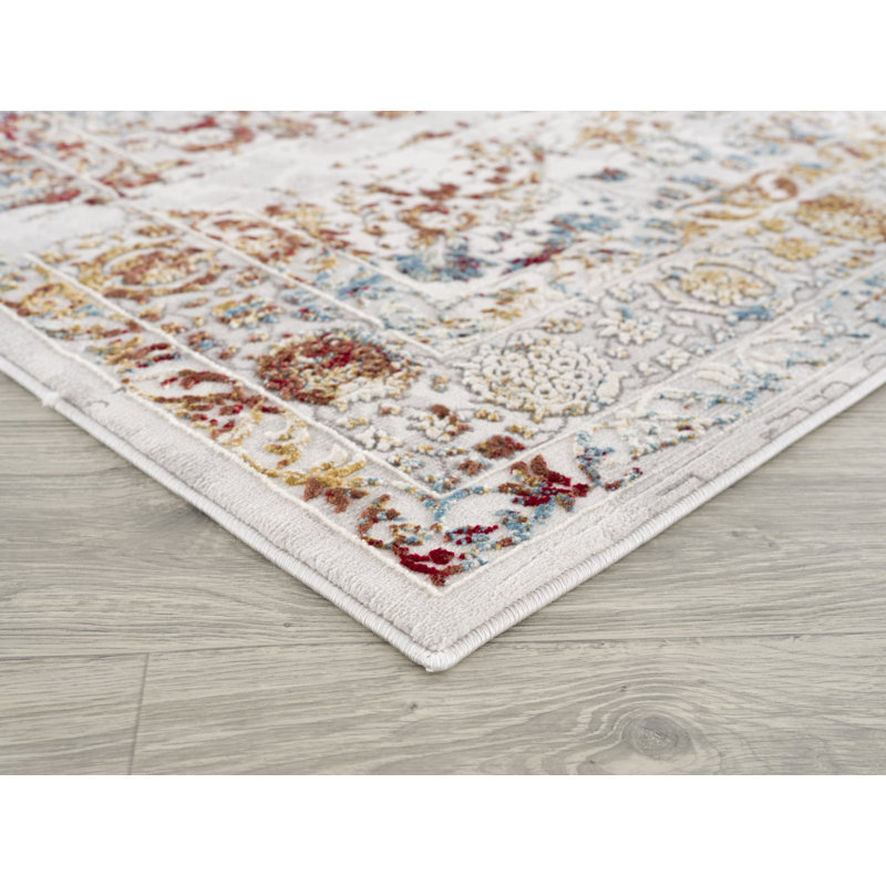 Tapis décoratif abstraite beige/rouge/bleu Tarrance, Rectangle 5 pi x 7 pi 6 po