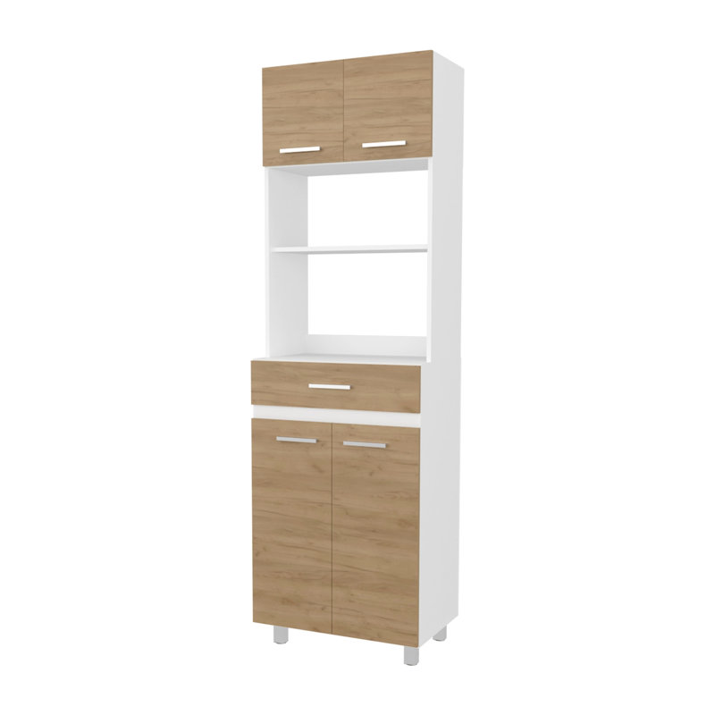 Garde-manger blanc avec 4 portes et 1 tiroir pour un rangement efficace de la salle à manger pour garder les draps organisés