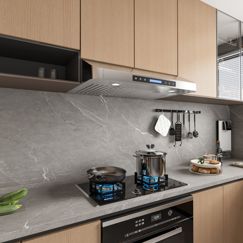 30 inch 900 CFM Ducted Under Cabinet Range Hood 4 Speed Quiet Stainless Steel Remote and Touch Panel Control with LED Lights