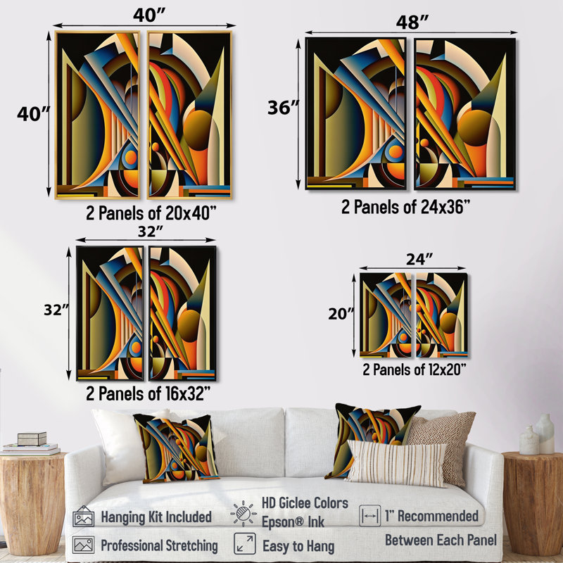Circular Retro Dynamics I - Large, impression géométrique abstraite sur toile, Noir, H 36 po x l 48 po