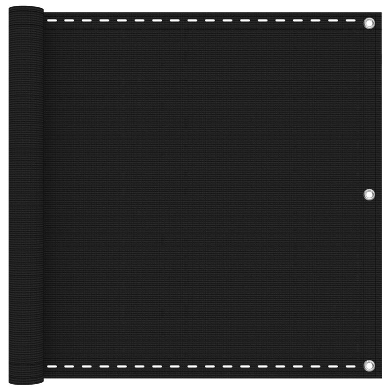 vidaXL Balcony Screen HDPE Outdoor Garden Protective Fence Privacy Sunshade, 1000cm W x 75cm D, Black