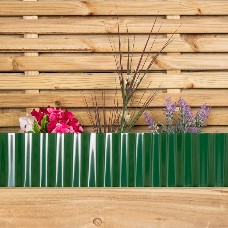Plastic Corrugated Lawn Garden Edging Border In Green, 15cm H x 15cm W x 900cm D