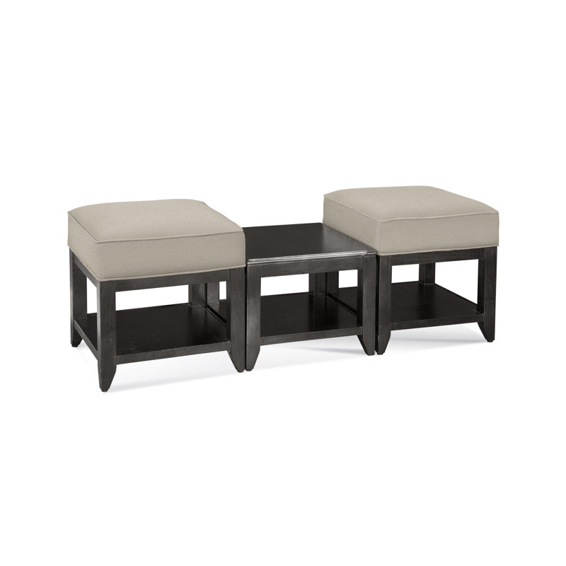 Elements Upholstered Cube Ottoman, Antique Black, Beige Performance Fabric; 0851-73