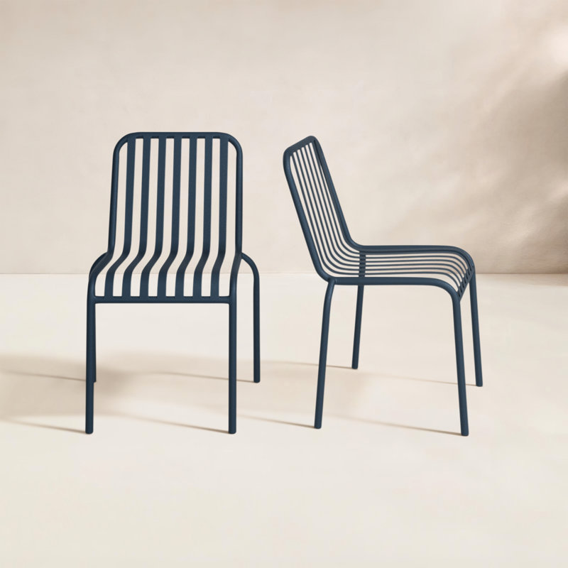 Chaise de salle à manger d'extérieur empilable Abra, Bleu foncé