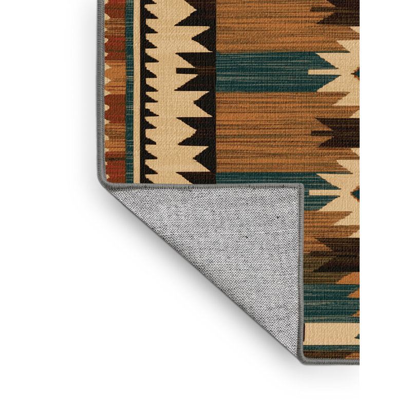  Washable Spirit Lines Southwestern Area Rug, Rectangle 6' x 9'