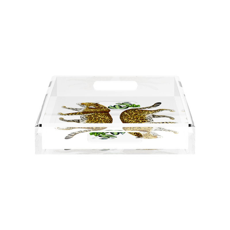 Plateau décoratif rectangulaire Leopard Seeing , L 17 po x P 10,5 po x H 2 po, Blanc