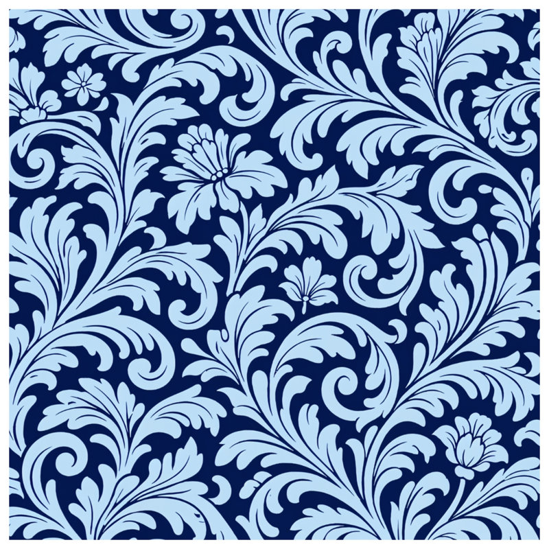 Rideaux de douche damassés à motif floral bleu extra longs, L 70 po x H 84 po