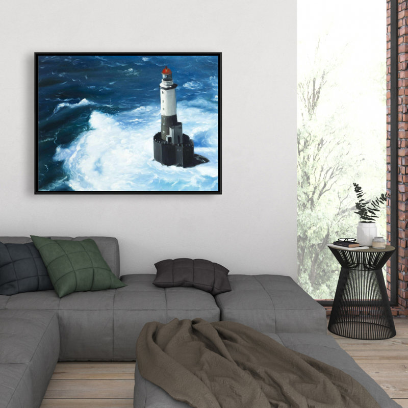 Unleashed Waves On A Lighthouse Print On Canvas