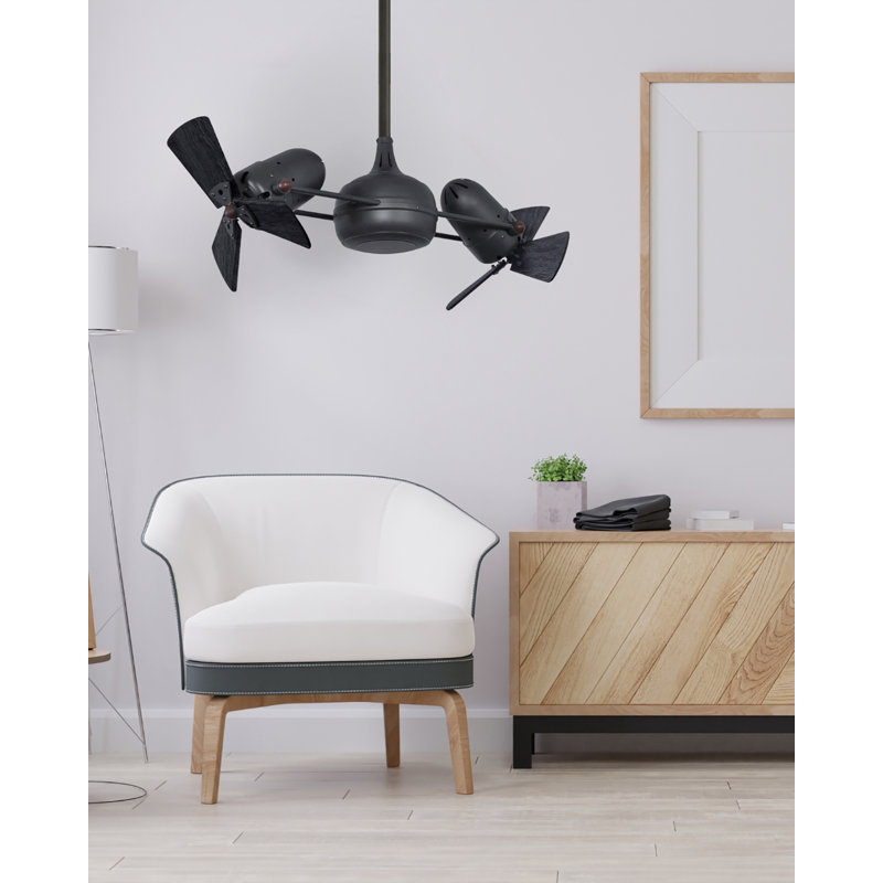 Downrod Ceiling Fan, Textured Bronze, Matte Black