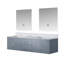 Meuble-lavabo double l 72 po x P 22 po gris foncé autoportant avec comptoir en marbre de Carrare