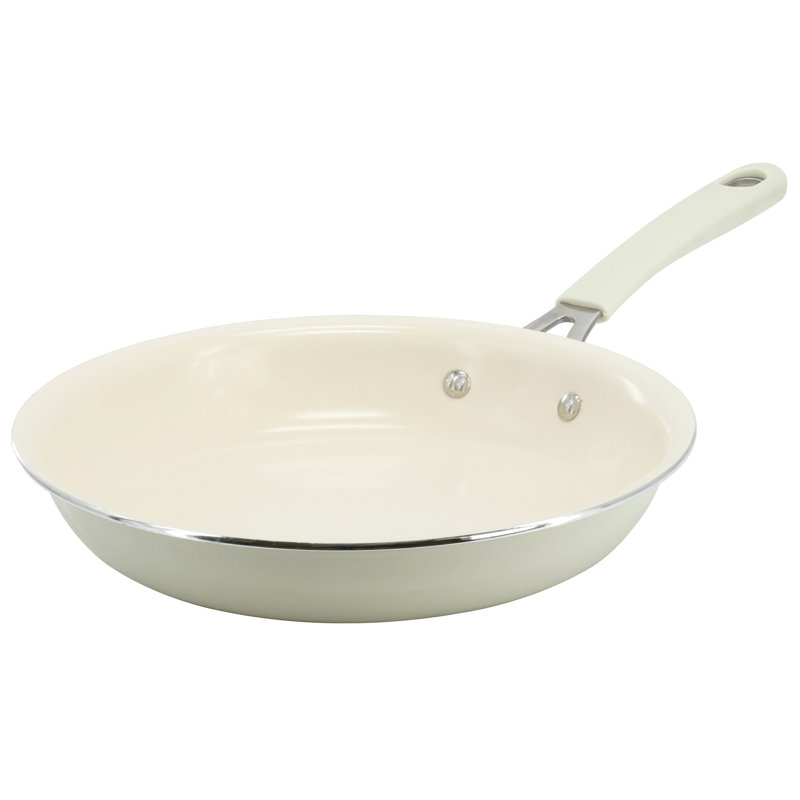 Martha Stewart Everyday Charlemont 10 Inch Ceramic Nonstick Round Aluminum Frying Pan in Linen