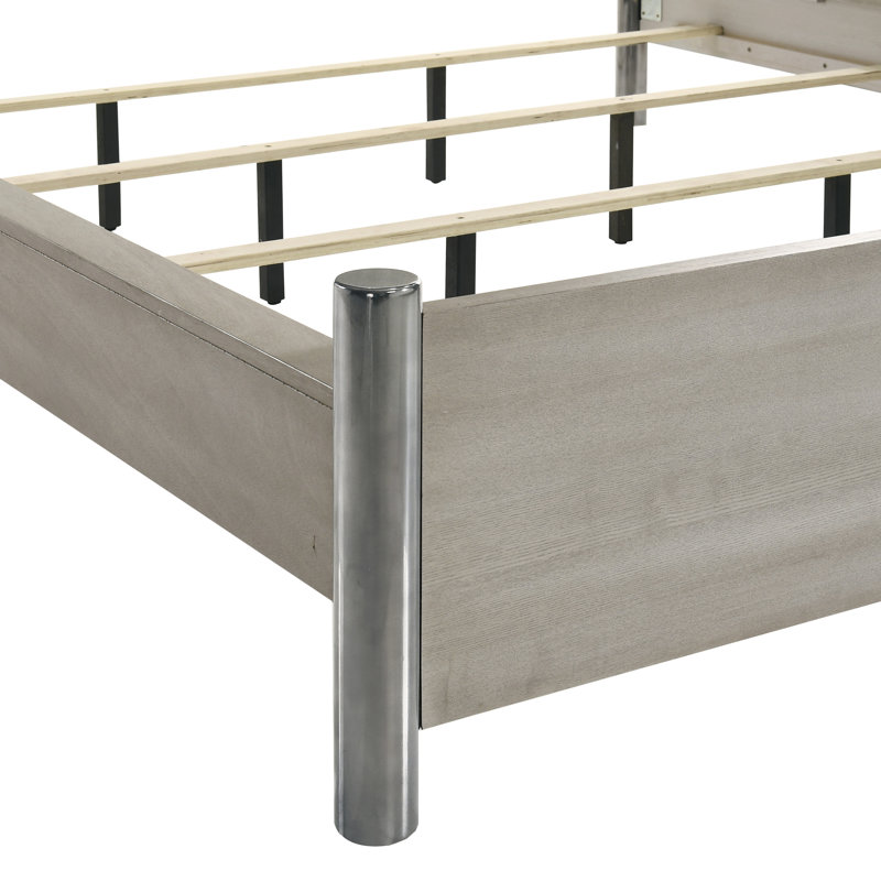 Carthage Wood Queen Size Panel Bed, Gray, Queen