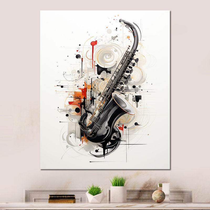 «Clarinet Curve Sleek Black» sur métal, H 32 po x l 24 po x P 1 po