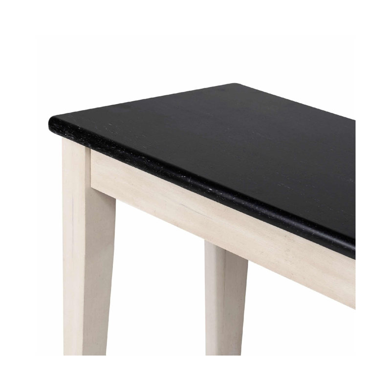 Banc de salle à manger Nova, siège en bois de frêne noir européen de 44 pouces, blanc antique