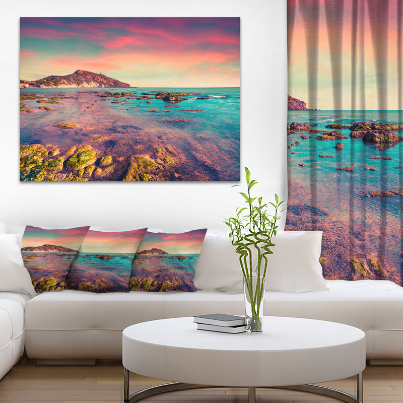 «Risa Giallonardo Beach Colorful Sunset», impression, H 30 po x l 40 po x P 1,5 po, Bois