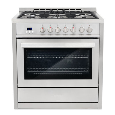 Cosmo 36 in. Stellar Collection 4.4 cu. ft. Dual Fuel Range, 5 Burners, Convection Oven, Smooth Grip Handle, Stainless Steel