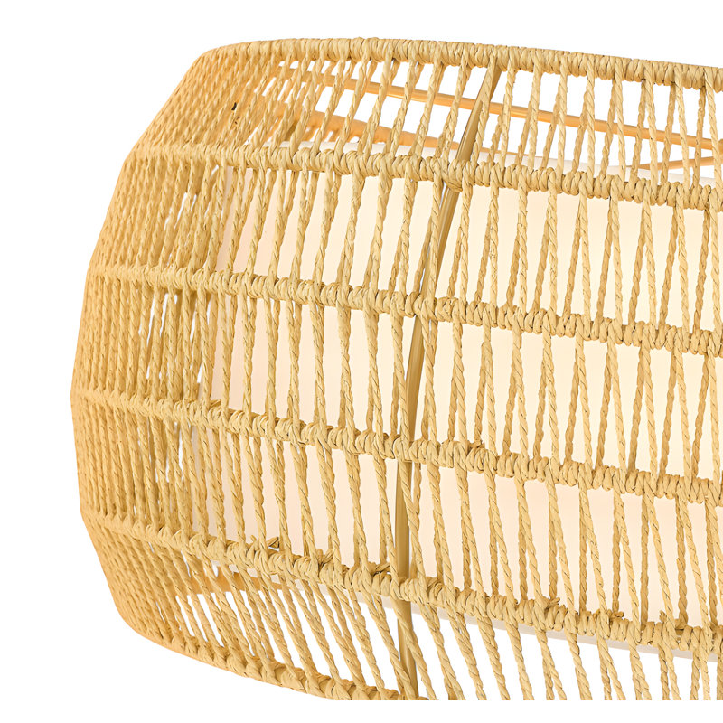 Anela Dimmable Drum Chandelier, Natural, 9.8" H x 24" W x 24" D