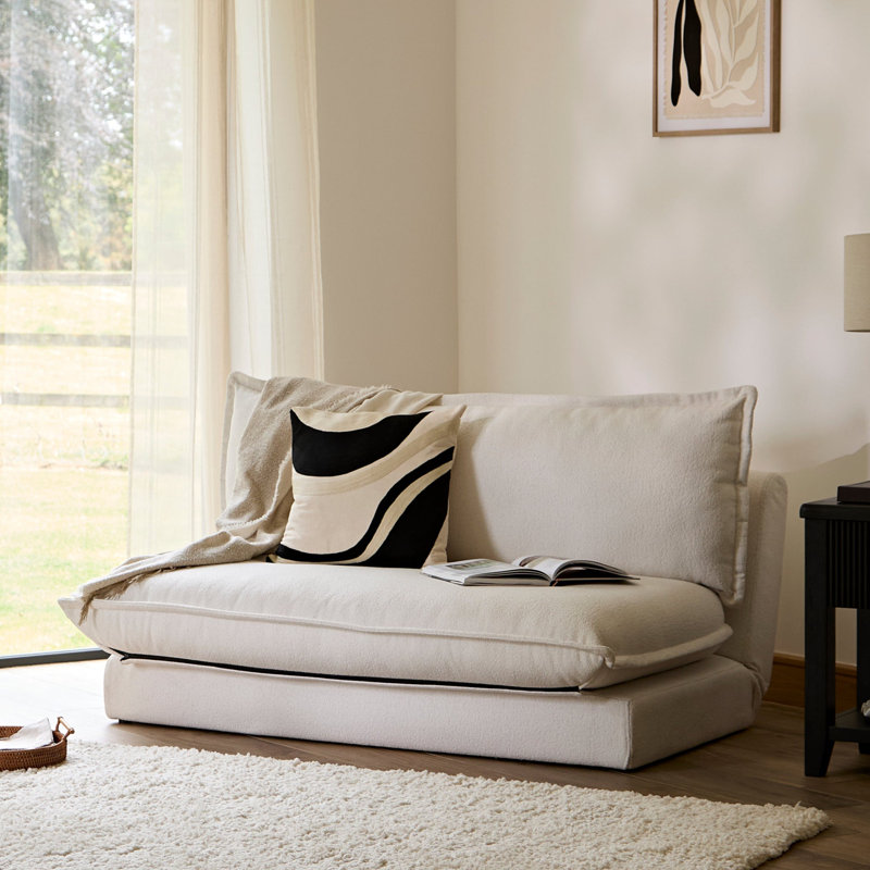 2 Seater Sofa Bed - Boucle, White, Double