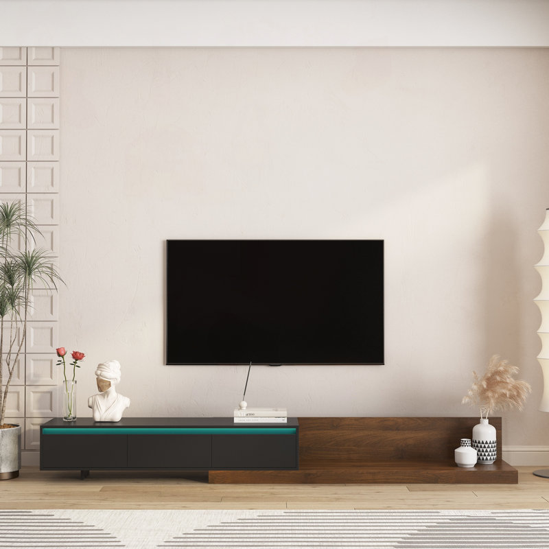 Meuble télé moderne avec lumières DEL, Noir