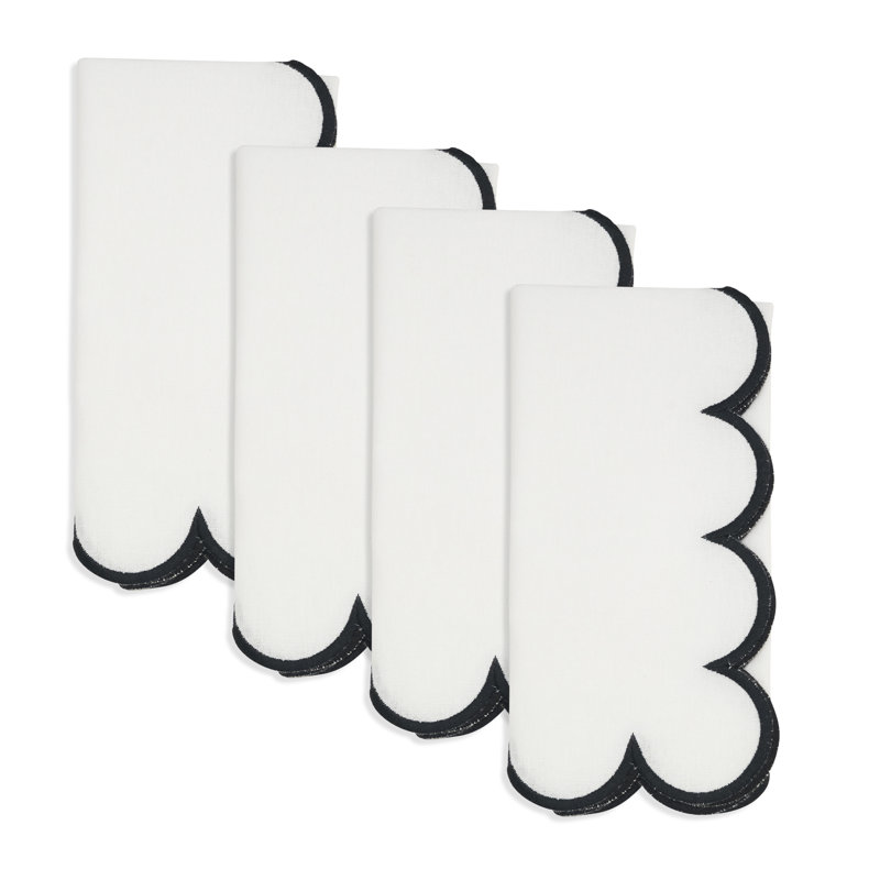 Paddock 100% Cotton Rectangle Napkin, White/Black
