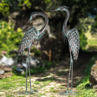 Statue de jardin en métal Crane