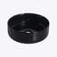 Lavabo de salle de bain rond en céramique sur fond noir avec motifs blancs-125438547
