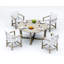 6 Seats 7 Pcs Grade-A Weathered Teak Wood Dining Set: 60" Sema Round Table And 6 Alsoi Arm Chairs #11AI3506-305749260